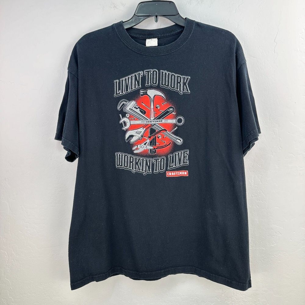 Craftsman Tool Livin' To Work Tshirt Mens L Black Red Workin‎ to Live